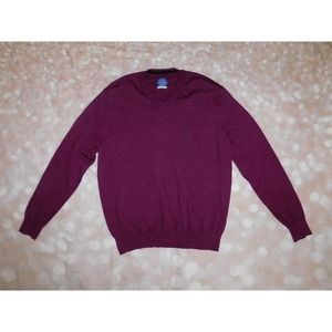 Le Tigre Men's Size: M Washable Burgundy 100% Wool V-Neck Sweater